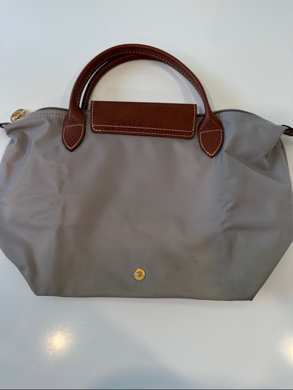 Longchamp Small La Pliage Tote in Light Gray - Picture 5 of 9